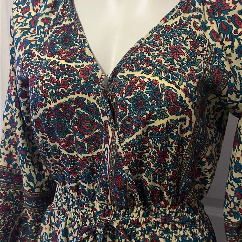 Anthropologie Boemo  Floral Long Sleeve Dress - Red and Blue - Picture 5 of 14
